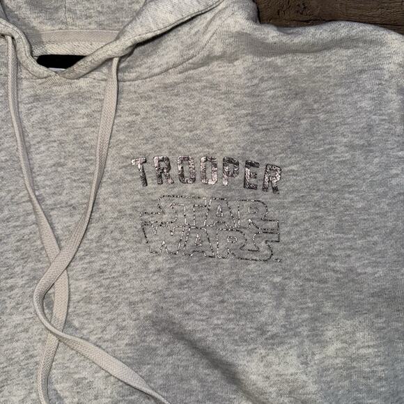 Star Wars Pull Over Hoodie Crop Youth Size Large Grey - Picture 3 of 8